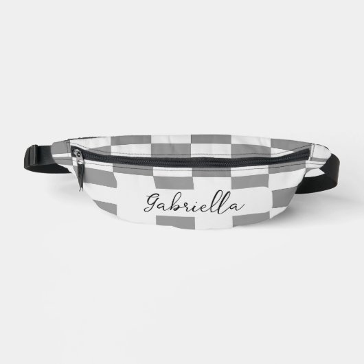 Individuelle Name-Graue Karo-Blockstruktur Bauchtasche (Vorderseite)