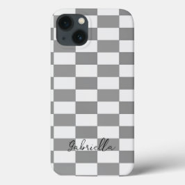 Individuelle Name-Graue Karo-Blockstruktur Case-Mate iPhone Hülle