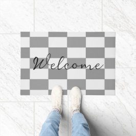 Individuelle Name-Graue Karo-Blockstruktur Fußmatte