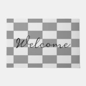 Individuelle Name-Graue Karo-Blockstruktur Fußmatte (Vorderseite)