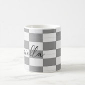 Individuelle Name-Graue Karo-Blockstruktur Kaffeetasse (Mittel)