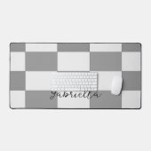 Individuelle Name-Graue Karo-Blockstruktur Schreibtischunterlage (Tastatur & Maus)