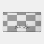 Individuelle Name-Graue Karo-Blockstruktur Schreibtischunterlage (Vorderseite)