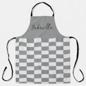 Individuelle Name-Graue Karo-Blockstruktur Schürze (Vorderseite)