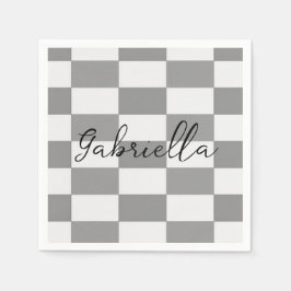 Individuelle Name-Graue Karo-Blockstruktur Serviette