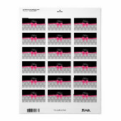 Individuelle Name Grauer Damast Rosa Glitzer Bug Adressaufkleber (Vorne)