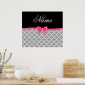 Individuelle Name graues marokkanisches Muster ros Poster (Küche)