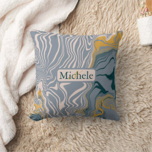 Individuelle Name Gray & Marble Swirl Letter Kissen