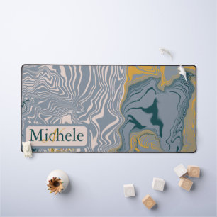 Individuelle Name Gray & Marble Swirl Letter Schreibtischunterlage