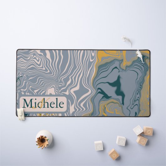 Individuelle Name Gray & Marble Swirl Letter Schreibtischunterlage (Kindertisch)