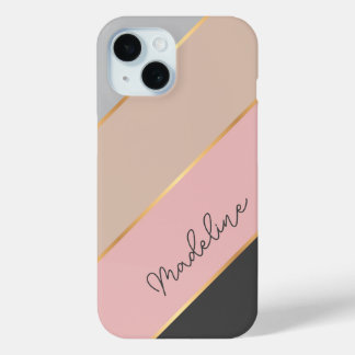 Individuelle Name Gray Pastel Coral Blush Pink Str Case-Mate iPhone Hülle