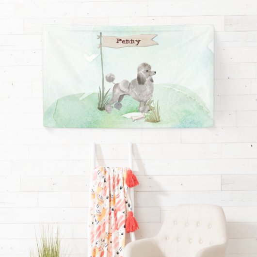 Individuelle Name Gray Poodle Haustier Hund Banner (Insitu)