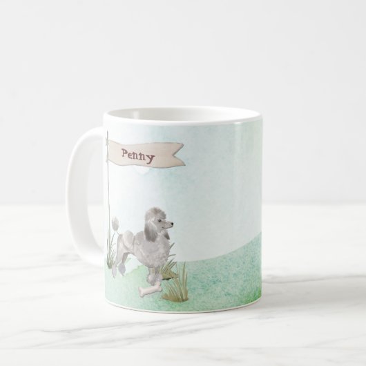 Individuelle Name Gray Poodle Haustier Hund Kaffeetasse (Vorderseite Links)