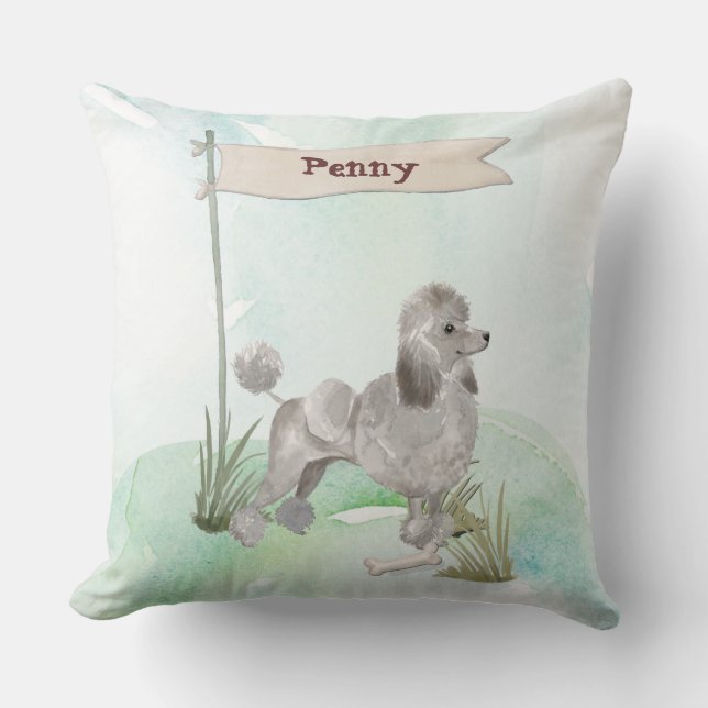 Individuelle Name Gray Poodle Haustier Hund Kissen (Vorderseite)