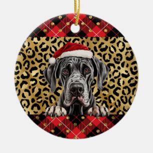 Individuelle Name Great Dane Hund Weihnachtsmannmü Keramik Ornament