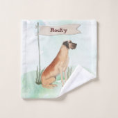 Individuelle Name Great Dane Pet Hund Badhandtuch Set (Waschlappen)