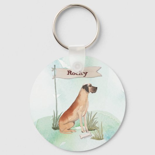 Individuelle Name Great Dane Pet Hund Schlüsselanhänger (Vorderseite)