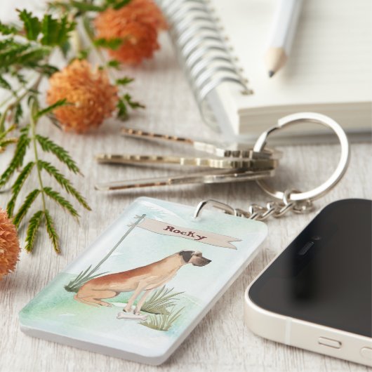 Individuelle Name Great Dane Pet Hund Schlüsselanhänger (Vorderseite rechts)