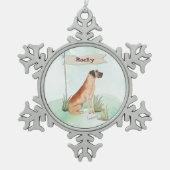 Individuelle Name Great Dane Pet Hund Schneeflocken Zinn-Ornament (Vorderseite)