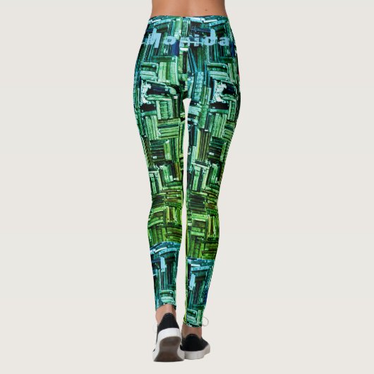 Individuelle Name Green Workout Leggings (Rückseite)