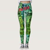 Individuelle Name Green Workout Leggings (Vorderseite)