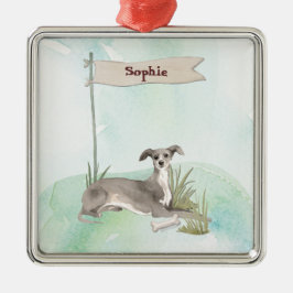 Individuelle Name Greyhound Pet Dog Ornament Aus Metall