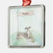Individuelle Name Greyhound Pet Dog Ornament Aus Metall (Links)