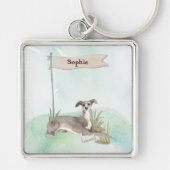 Individuelle Name Greyhound Pet Dog Schlüsselanhänger (Vorne)