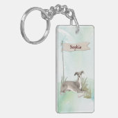 Individuelle Name Greyhound Pet Dog Schlüsselanhänger (Vorderseite links)
