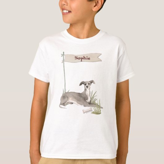 Individuelle Name Greyhound Pet Dog T-Shirt (Vorderseite)