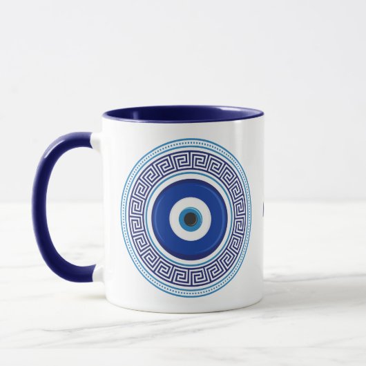Individuelle Name Griechisches Muster Evil Eye Naz Tasse (Links)