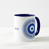 Individuelle Name Griechisches Muster Evil Eye Naz Tasse (VorderseiteRechts)