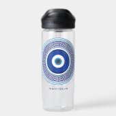 Individuelle Name Griechisches Muster Evil Eye Naz Trinkflasche (Rückseite)