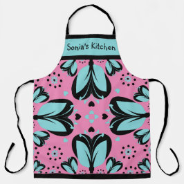 Individuelle Name Große Printmedien Moderne Blumen Schürze