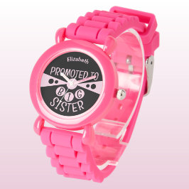 Individuelle Name große Schwester schwarz rosa Kin Armbanduhr