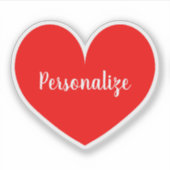 Individuelle Name Großer Roter Herzklappenaufklebe Aufkleber (Vorderseite)