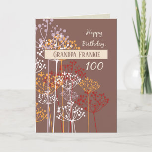 Individuelle Name Großvater 100. Geburtstag Braun Karte