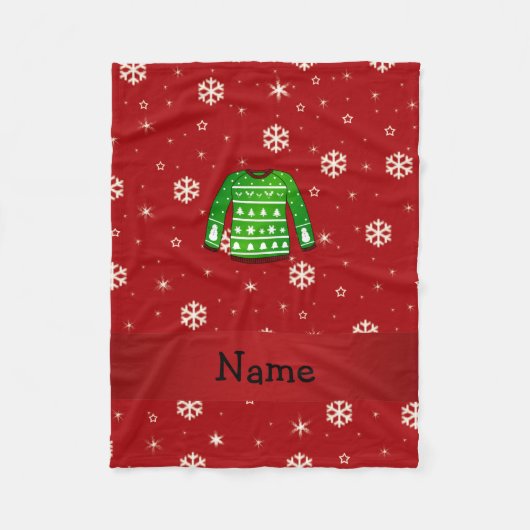 Individuelle Name-Grün hässlich Weihnachtspulli Fleecedecke (Vorderseite)