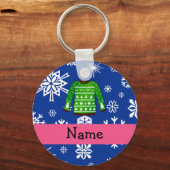 Individuelle Name-Grün hässlich Weihnachtspulli Schlüsselanhänger (Vorderseite)