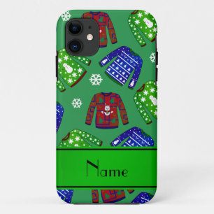 Individuelle Name-Grün hässliche Weihnachtsschwitz iPhone 11 Hülle