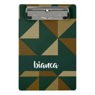 Individuelle Name, grün und braun Mini Klemmbrett