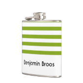 Individuelle Name, grün und weiß Streifen Flachmann (Links)