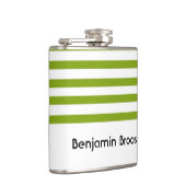 Individuelle Name, grün und weiß Streifen Flachmann (Rechts)