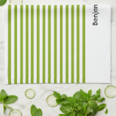Individuelle Name, grün und weiß Streifen Geschirrtuch (Gefaltet)
