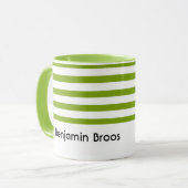 Individuelle Name, grün und weiß Streifen Tasse (Vorderseite Links)
