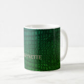 Individuelle Name Grüne Krokodilleder Kaffeetasse (VorderseiteRechts)