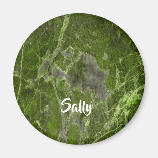 Individuelle Name-grüne Marmorfliesen Magnet (Vorne)