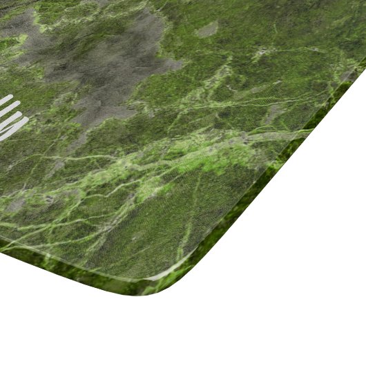 Individuelle Name-grüne Marmorfliesen Schneidebrett (Ecke)