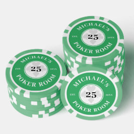 Individuelle Name Grüne und weiße Las Vegas-Bezeic Pokerchips