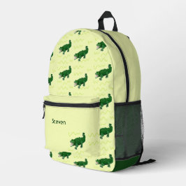 Individuelle Name-grüner Alligator auf gelb Bedruckter Rucksack